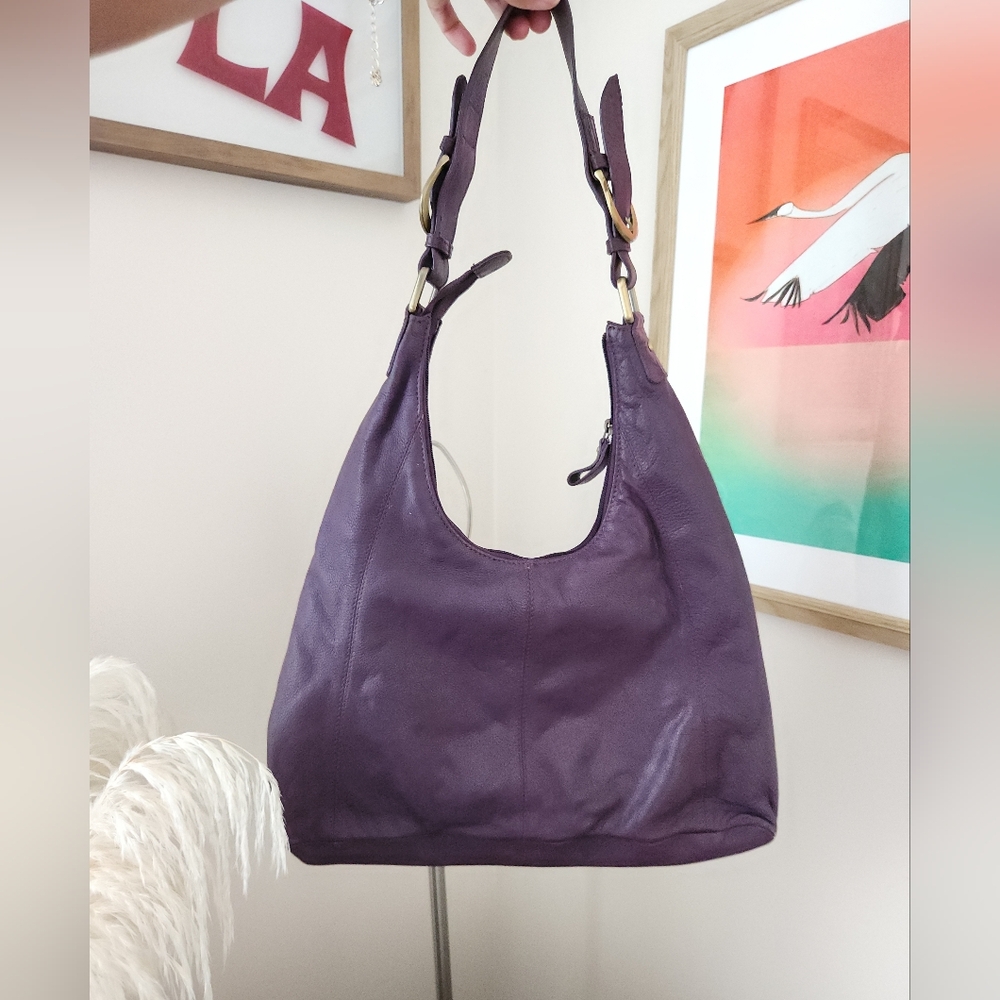 Michael Rome Purple Leather Hand Bag Purse Y2K - Picture 6 of 10